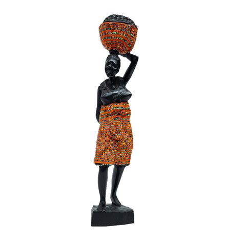 Decorative African Woman Figurine With Beads ArtPavilion