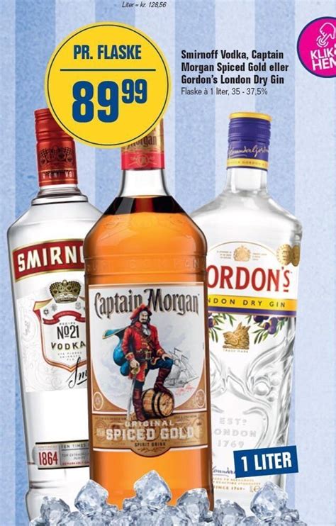 Smirnoff Vodka Captain Morgan Spiced Gold Eller Gordon S London Dry