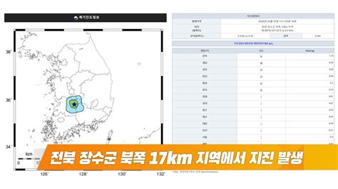 전북 장수군 북쪽 지역 지진 발생 Youtube