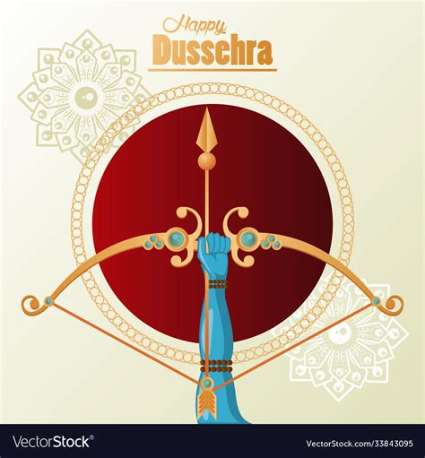 Happy dussehra celebration card with hand Vector Image