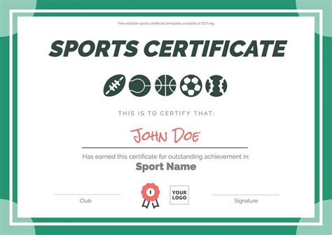 Free Sport Certificate Templates