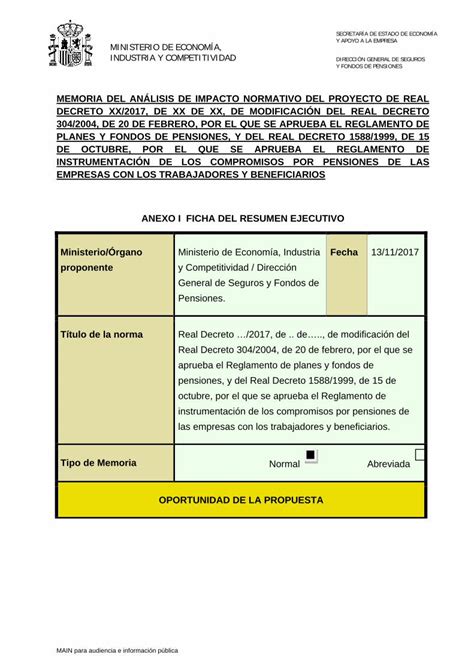 PDF MEMORIA DEL ANÁLISIS DE IMPACTO NORMATIVO ANALISIS DE