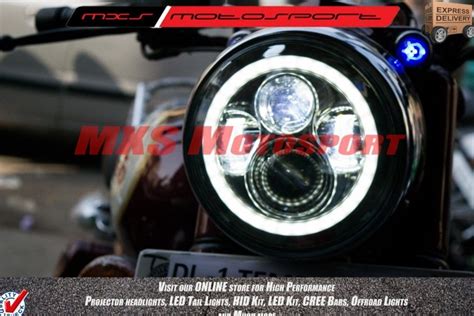 Mxshl98 Led Monster Projector Headlight For Royal Enfield Bullet Classic 350 And 500 Motorcycle