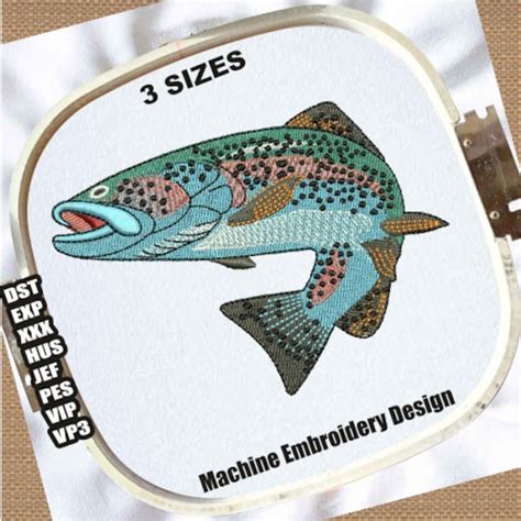 Rainbow Trout Embroidery Machine Designs Etsy