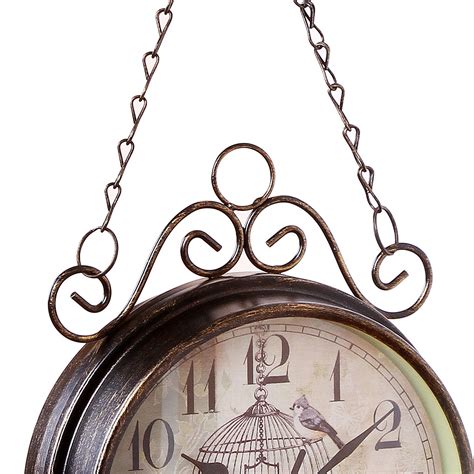 Double Sided Round Wall Mount Hanging Station Silent Clock Chic Vintage Retro Decorations