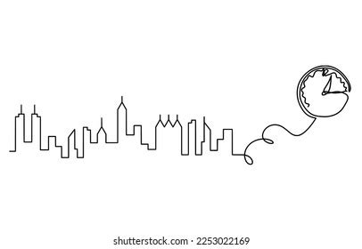 Continous Line Skyline Shanghai Vector Illustration Stock Vector