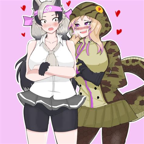 African Rock Python And Ezo Brown Bear Kemono Friends Drawn By