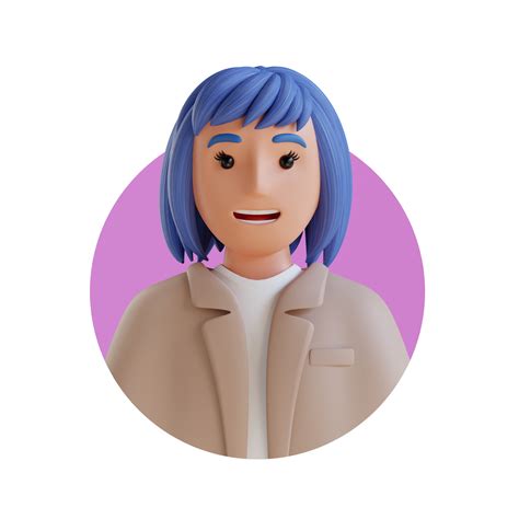 Retrato De Avatar De Dibujos Animados En 3d De Mujer De Negocios De Pelo Azul 11381905 Png