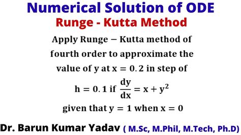 Runge Kutta Method Of 4th Order Numerical Solution Of ODE Part 20