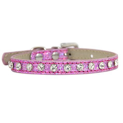 Pu Leder Hundehalsband Strass Reihe Diamante Bling Kristall Katze Welpe