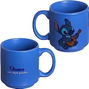 Mini Caneca Stitch Empilhável Porcelana Azul 100ML Oficial Disney