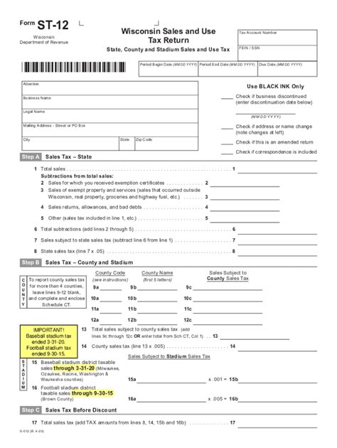 WI DoR ST 12 2020 Fill Out Tax Template Online US Legal Forms