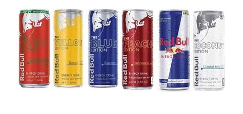 Red Bull Editions Variety Pack84floz Pack Of 24 Red Yellow Blue Peach Original