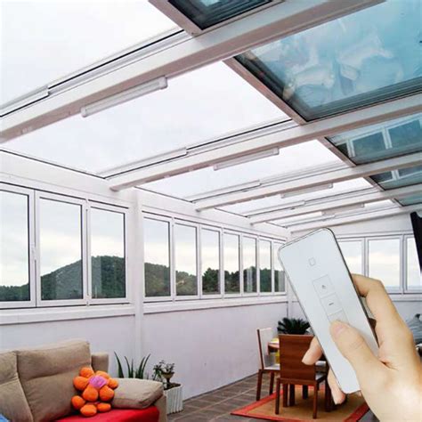 High Quality Wholesale Aluminum Frame Two Way Open Roof Sliding Glass Roof Curved Entrance