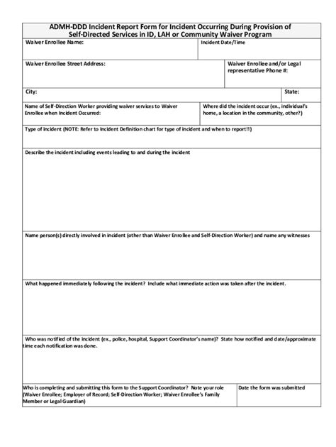 Fillable Online Mh Alabama ADMH DDD Incident Report Form For Incident