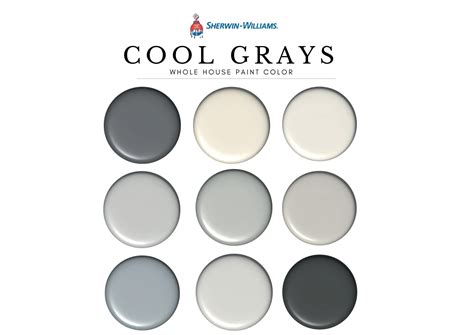 Sherwin Williams Cool Grays Home Paint Palette, House Grey Color Scheme ...