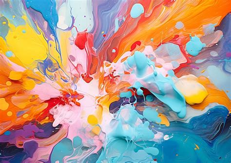 Premium Ai Image Brightly Colored Paint Pouring Out Large Bowl Table