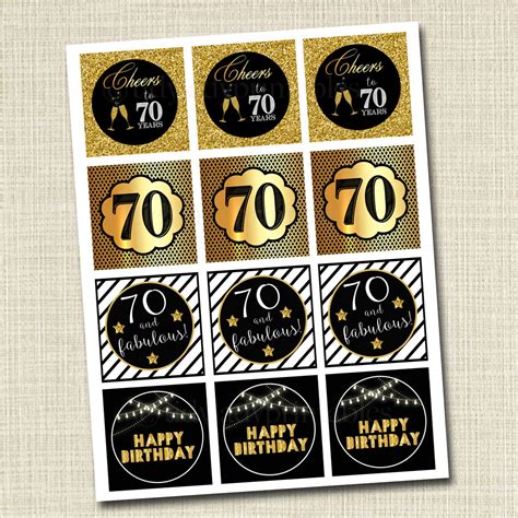 Th Birthday Cupcake Toppers Printable Cheers To Seventy Year Etsy