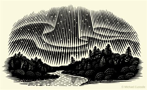 Aurora borealis | Michael Custode, Illustration and Design | Woodcut ...