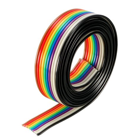 Uxcell Flat Ribbon Cable 10p Rainbow Idc Wire 127mm Pitch