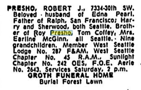 Robert J Presho 1901 1969 Mémorial Find A Grave