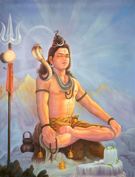 Kailashpati On Kailash Meditating Shiva With Shivalinga Of Ice