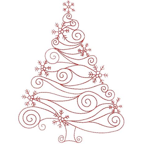 Christmas Tree Redwork 5x7 BabyNucci Embroidery Designs