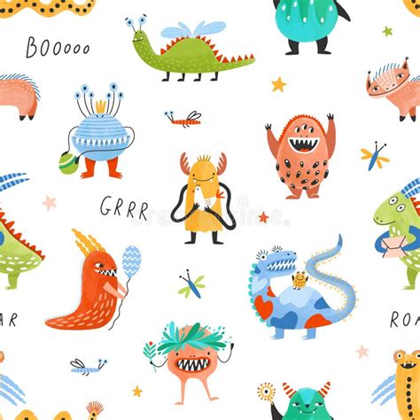Uno Schema Senza Pari Con Mostri Fantastici Felici Creature Favolose