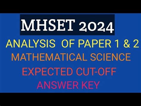 PAPER ANALYSIS OF MHSET 2024 PAPER 1 2 COMPLETE SOLUTION ANSWER