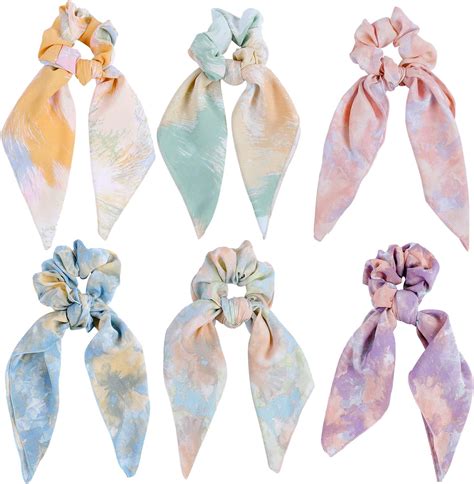 Amazon Silk Satin Hair Scrunchies Hair Scarf With Bow Silk