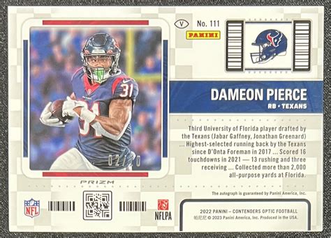 2022 Panini Contenders Rookie Ticket RPS Gold 111 Dameon Pierce 10