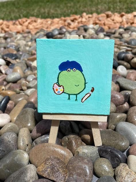 Mini Acrylic Painting Frog Painting Painter Frog Mini - Etsy