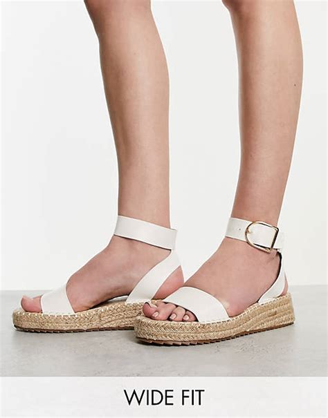 Raid Wide Fit Alice Flatform Espadrilles In White Asos