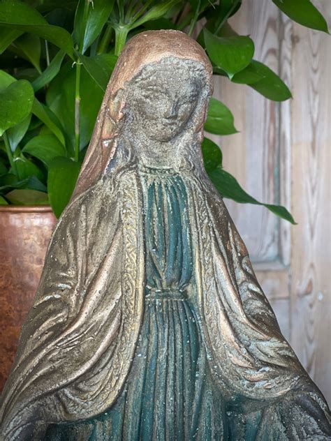 Virgin Mary Cement Statue Etsy