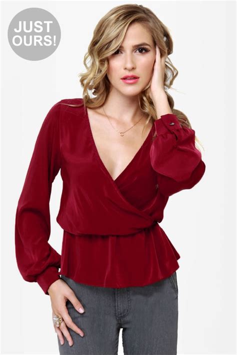 Cute Burgundy Top Long Sleeve Top 40 00 Lulus