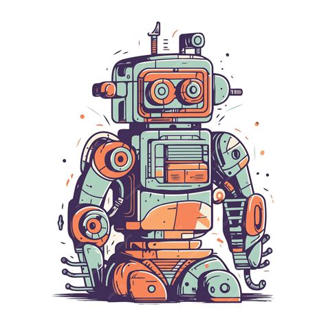 Premium Vector Cute Robot Hand Drawn Vector Illustration In Doodle Style