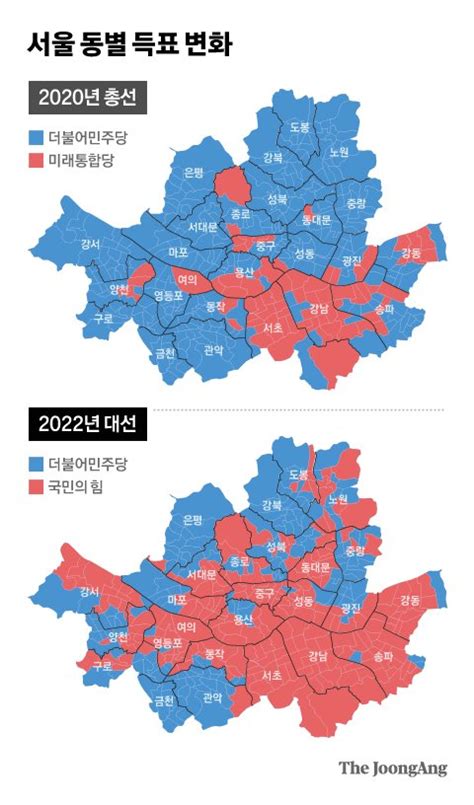 서울 424개 동 집값 순서대로 세우니尹 득표율과 판박이였다 중앙일보