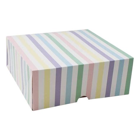 Ginger Ray Pastel Multi Striped Cake Box 2 Pack Hobbycraft