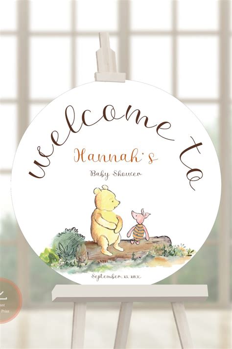 Winnie The Pooh Baby Shower Welcome Sign Editable Baby Shower Etsy De