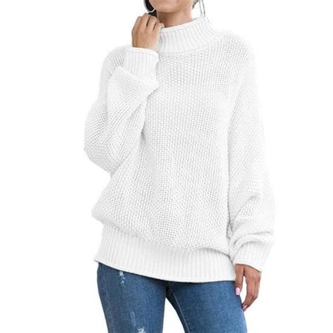 Pull Femme Col Roul Tricot Automne Hiver Chaud Hauts L Che Manches