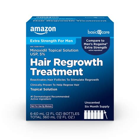 Buy Amazon Basic Care Minoxidil Topical Solution Usp 5 Percent Hair Regrowth For Men Extra