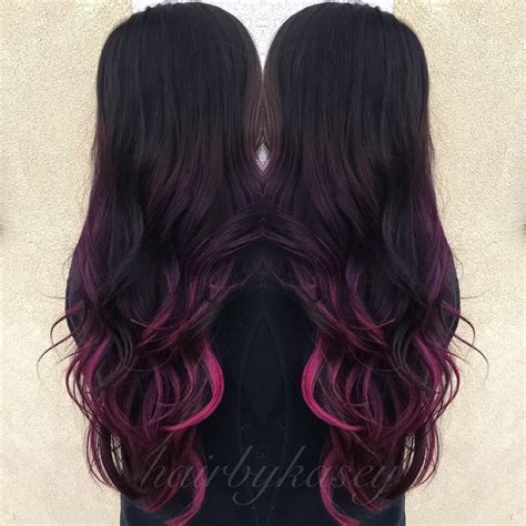 Purple And Pink Balayage Hair Fitness Balayage Purple Balayage Pink Hair Balayage Color