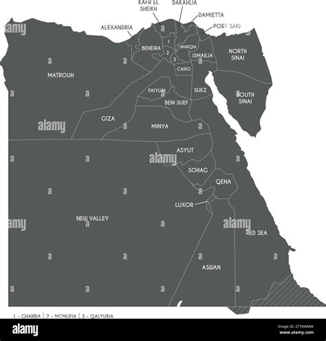 Vector Map Of Egypt With Governorates Or Provinces And Administrative