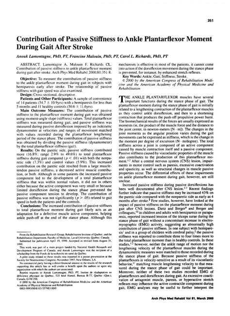 PDF Contribution Of Passive Stiffness To Ankle Plantarflexor Moment