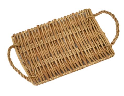 Rattan Storage Tray Square Shape Hand Woven Wicker Basket For Bread