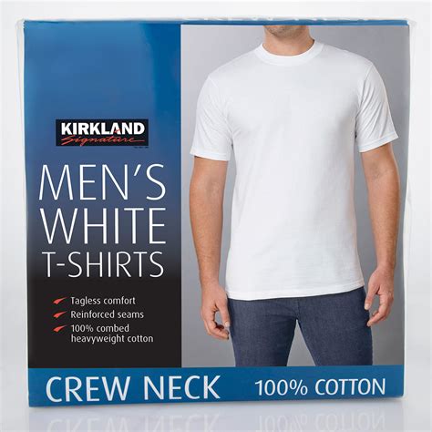 Kirkland Signature Mens Cotton Crew Neck White T Shirt