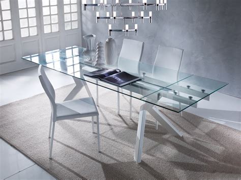 Elegante Mesa Con Tapa De Cristal Extensible Idfdesign