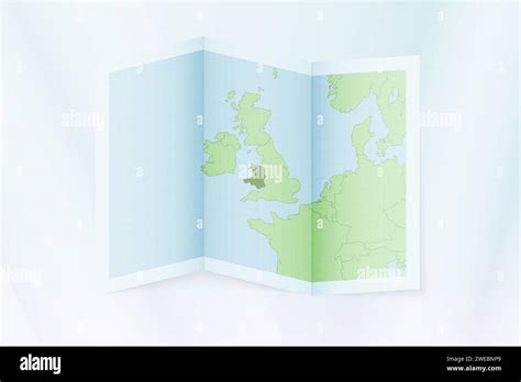 Wales Map Folded Paper With Wales Map Vector Illustration Stock