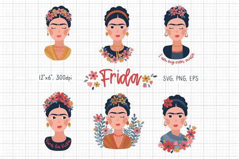 Frida Clipart, Frida Kahlo Clip Art Illustration Set, Monkey Clipart ...