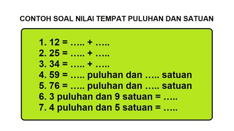 Soal Menentukan Nilai Tempat Puluhan Dan Satuan Kelas 1 SD Buku